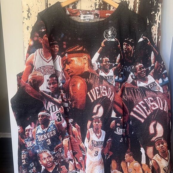 Allen Iverson tapestry Graphic quilted A.I. NBA Basketball long sleeve. XL. - Picture 1 of 12
